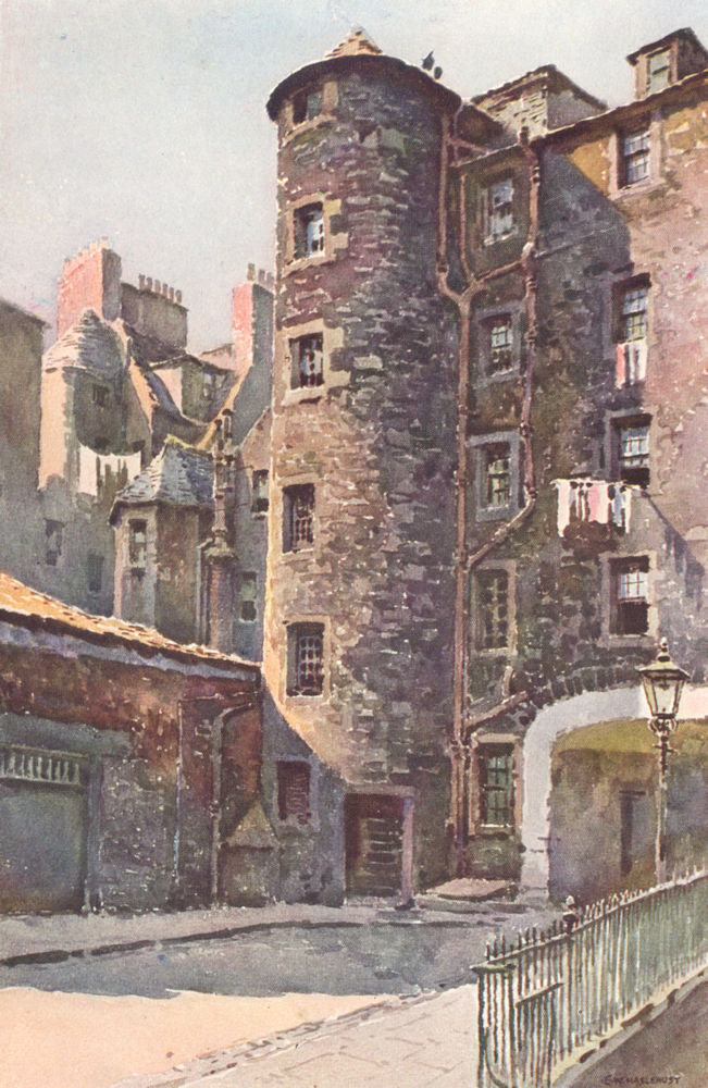 Smollett's Lodging, St. John street, Edinburgh. Scotland. Ernest Haslehust 1920